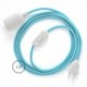 SnakeBis cableado con portalámpara cable textil Celeste en tejido Efecto Seda RM17