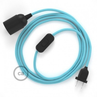 SnakeBis cableado con portalámpara cable textil Celeste en tejido Efecto Seda RM17
