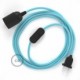 SnakeBis cableado con portalámpara cable textil Celeste en tejido Efecto Seda RM17