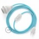 SnakeBis cableado con portalámpara cable textil Celeste en tejido Efecto Seda RM17