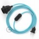 SnakeBis cableado con portalámpara cable textil Celeste en tejido Efecto Seda RM17