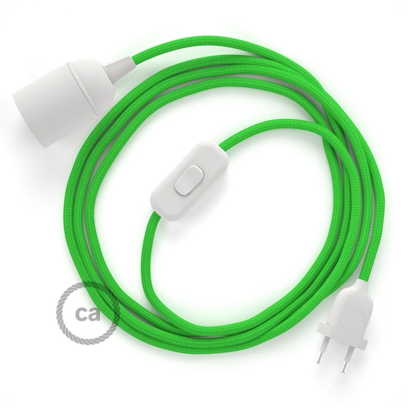 SnakeBis cableado con portalámpara cable textil Verde Lima en tejido Efecto Seda RM18