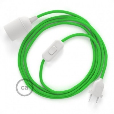 SnakeBis cableado con portalámpara cable textil Verde Lima en tejido Efecto Seda RM18