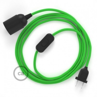 SnakeBis cableado con portalámpara cable textil Verde Lima en tejido Efecto Seda RM18
