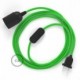 SnakeBis cableado con portalámpara cable textil Verde Lima en tejido Efecto Seda RM18