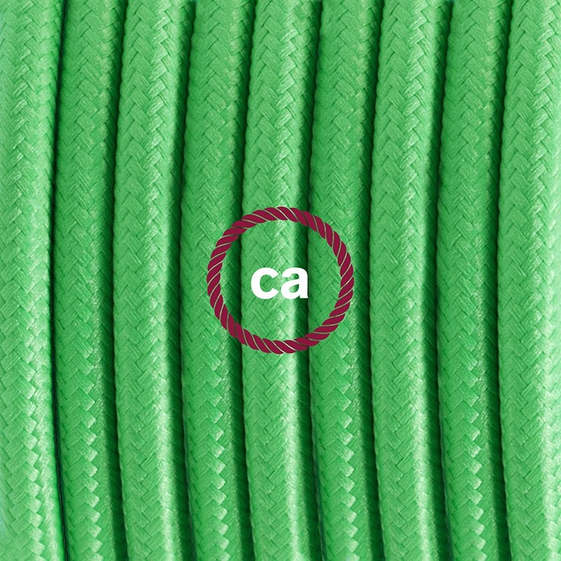 SnakeBis cableado con portalámpara cable textil Verde Lima en tejido Efecto Seda RM18