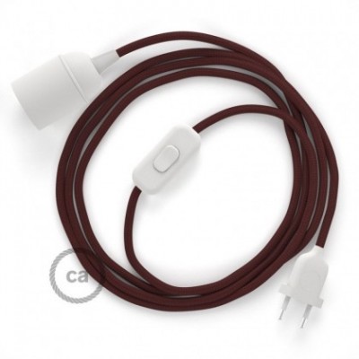 SnakeBis cableado con portalámpara cable textil Burdeos en tejido Efecto Seda RM19
