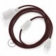 SnakeBis cableado con portalámpara cable textil Burdeos en tejido Efecto Seda RM19