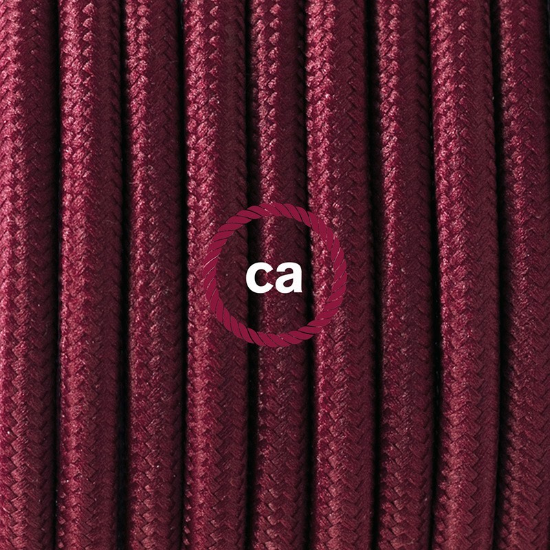 SnakeBis cableado con portalámpara cable textil Burdeos en tejido Efecto Seda RM19