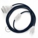SnakeBis cableado con portalámpara cable textil Azul Marino en tejido Efecto Seda RM20