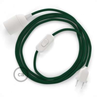 SnakeBis cableado con portalámpara cable textil Verde Oscuro en tejido Efecto Seda RM21