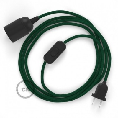 SnakeBis cableado con portalámpara cable textil Verde Oscuro en tejido Efecto Seda RM21