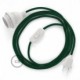 SnakeBis cableado con portalámpara cable textil Verde Oscuro en tejido Efecto Seda RM21