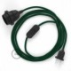 SnakeBis cableado con portalámpara cable textil Verde Oscuro en tejido Efecto Seda RM21