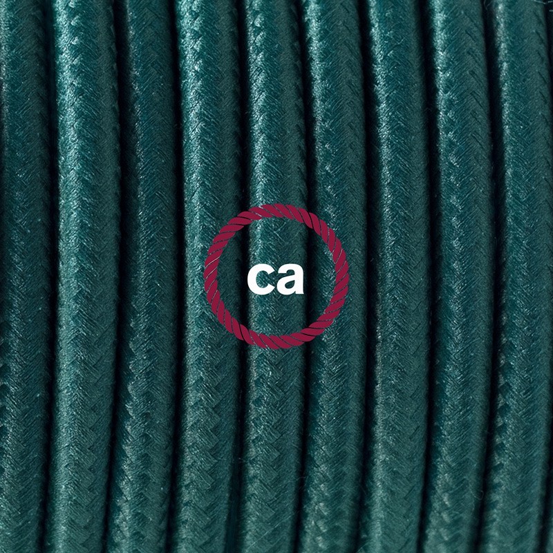 SnakeBis cableado con portalámpara cable textil Verde Oscuro en tejido Efecto Seda RM21