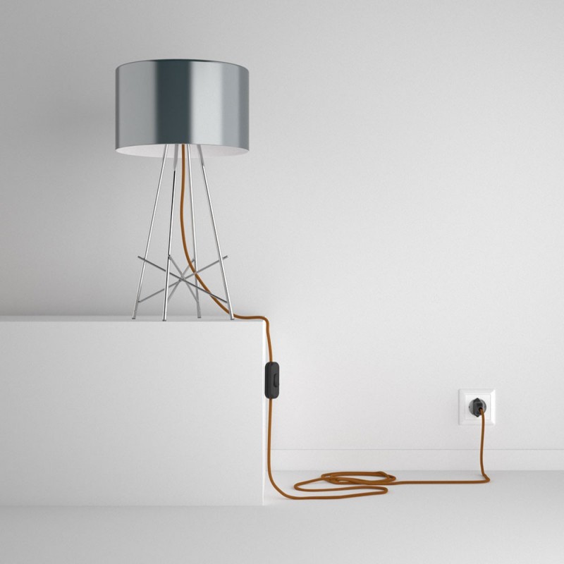 SnakeBis cableado con portalámpara cable textil Whiskey en tejido Efecto Seda RM22