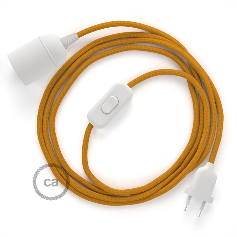 SnakeBis cableado con portalámpara cable textil Mostaza en tejido Efecto Seda RM25