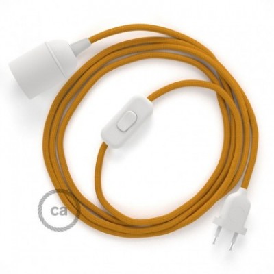 SnakeBis cableado con portalámpara cable textil Mostaza en tejido Efecto Seda RM25