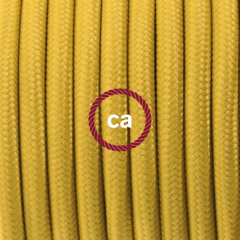 SnakeBis cableado con portalámpara cable textil Mostaza en tejido Efecto Seda RM25