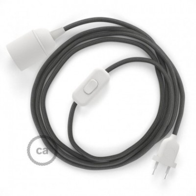 SnakeBis cableado con portalámpara cable textil Gris Oscuro en tejido Efecto Seda RM26