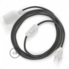 SnakeBis cableado con portalámpara cable textil Gris Oscuro en tejido Efecto Seda RM26