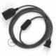 SnakeBis cableado con portalámpara cable textil Gris Oscuro en tejido Efecto Seda RM26
