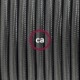 SnakeBis cableado con portalámpara cable textil Gris Oscuro en tejido Efecto Seda RM26