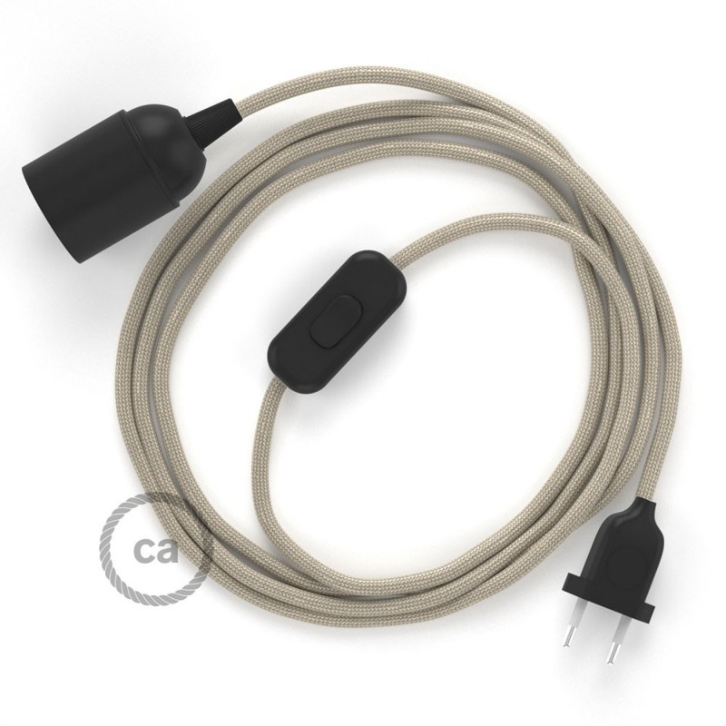 SnakeBis cableado con portalámpara cable textil Cipria en tejido Efecto Seda RM27
