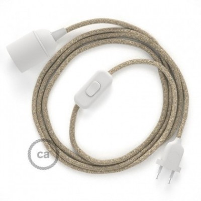 SnakeBis cableado con portalámpara cable textil Neutro en Lino Natural RN01