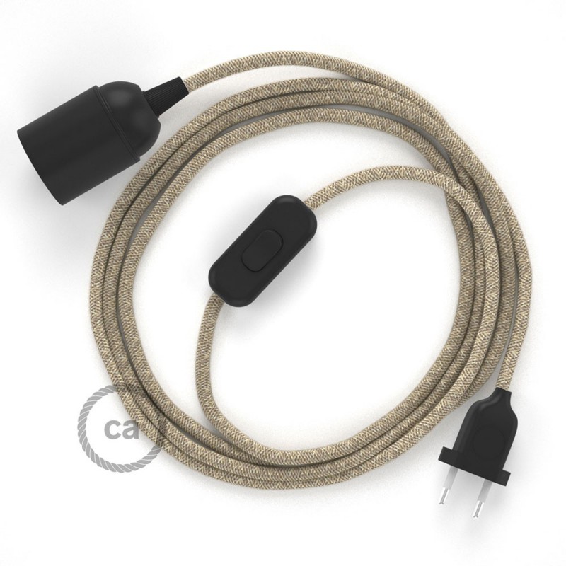SnakeBis cableado con portalámpara cable textil Neutro en Lino Natural RN01