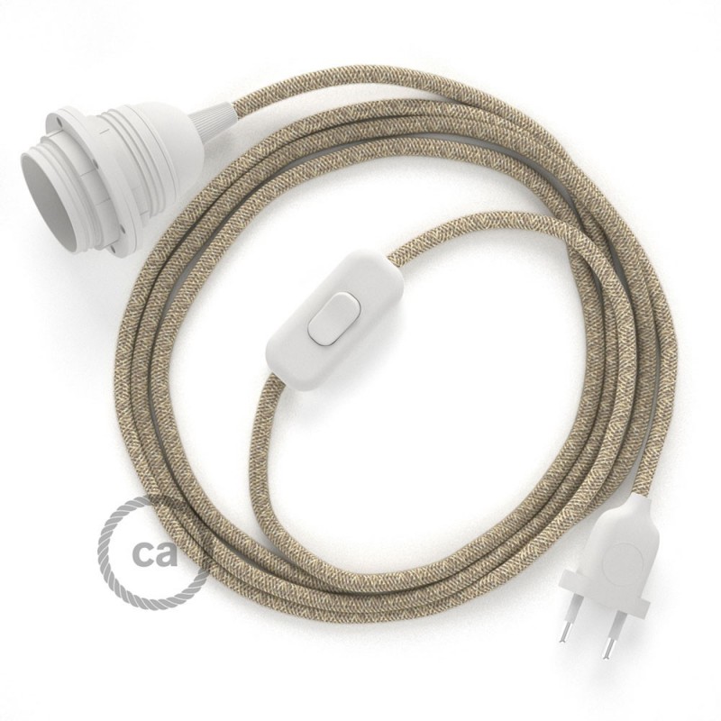 SnakeBis cableado con portalámpara cable textil Neutro en Lino Natural RN01