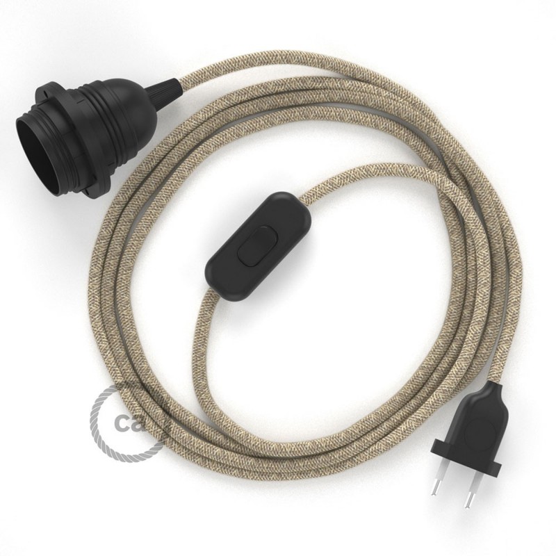 SnakeBis cableado con portalámpara cable textil Neutro en Lino Natural RN01