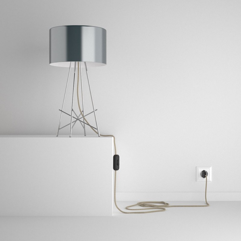 SnakeBis cableado con portalámpara cable textil Neutro en Lino Natural RN01