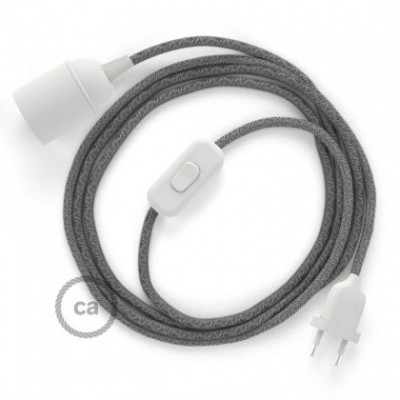 SnakeBis cableado con portalámpara cable textil Gris en Lino Natural RN02