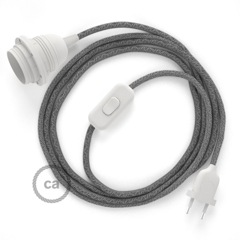 SnakeBis cableado con portalámpara cable textil Gris en Lino Natural RN02
