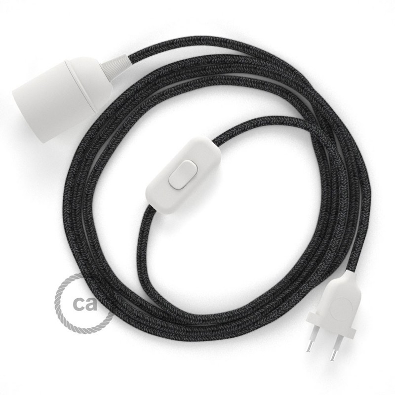 SnakeBis cableado con portalámpara cable textil Antracita en Lino Natural RN03