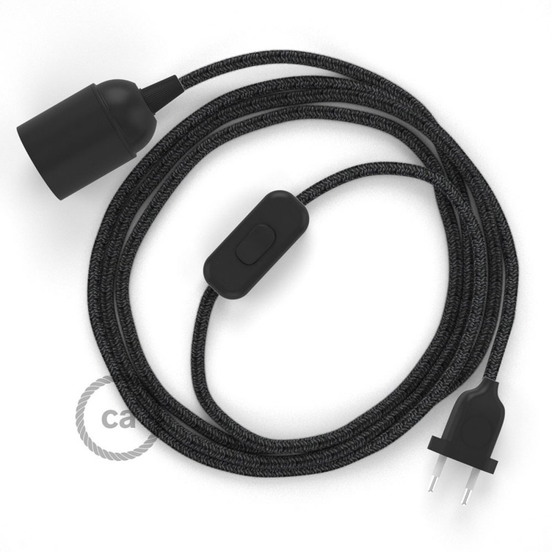 SnakeBis cableado con portalámpara cable textil Antracita en Lino Natural RN03