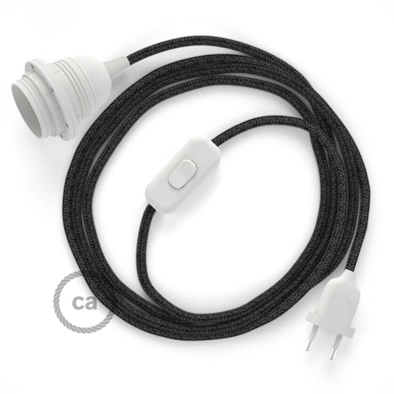SnakeBis cableado con portalámpara cable textil Antracita en Lino Natural RN03