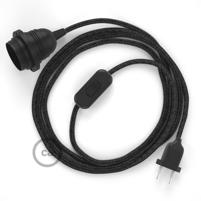 SnakeBis cableado con portalámpara cable textil Antracita en Lino Natural RN03