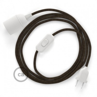 SnakeBis cableado con portalámpara cable textil Marrón en Lino Natural RN04