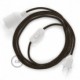 SnakeBis cableado con portalámpara cable textil Marrón en Lino Natural RN04