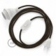 SnakeBis cableado con portalámpara cable textil Marrón en Lino Natural RN04
