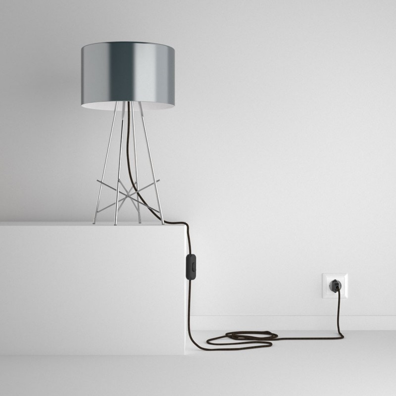 SnakeBis cableado con portalámpara cable textil Marrón en Lino Natural RN04