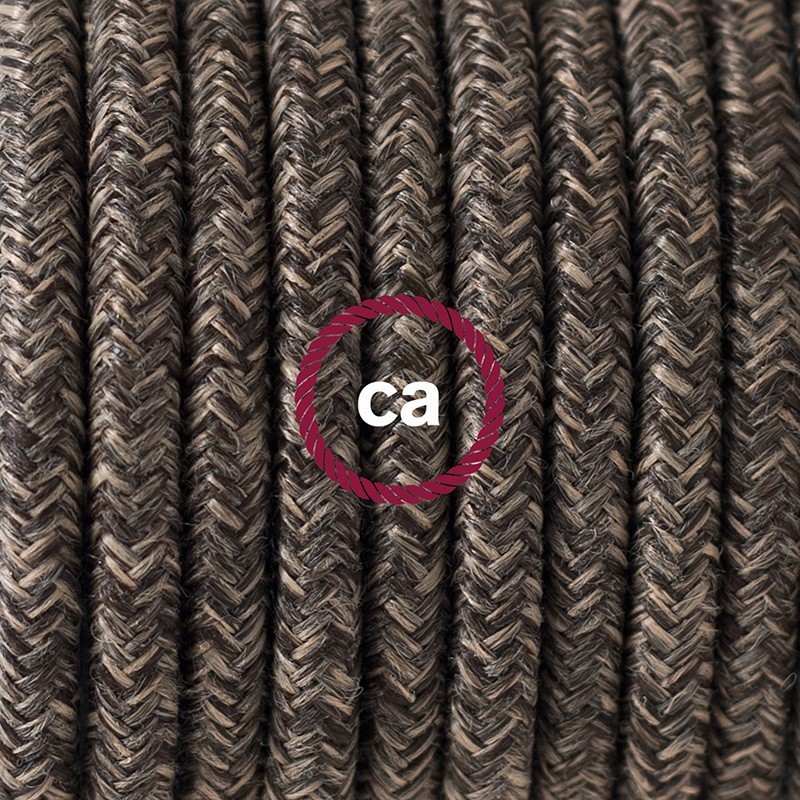 SnakeBis cableado con portalámpara cable textil Marrón en Lino Natural RN04
