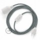 SnakeBis cableado con portalámpara cable textil Bicolor Negro RP04