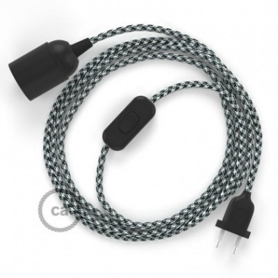 SnakeBis cableado con portalámpara cable textil Bicolor Negro RP04