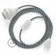 SnakeBis cableado con portalámpara cable textil Bicolor Negro RP04