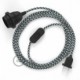 SnakeBis cableado con portalámpara cable textil Bicolor Negro RP04