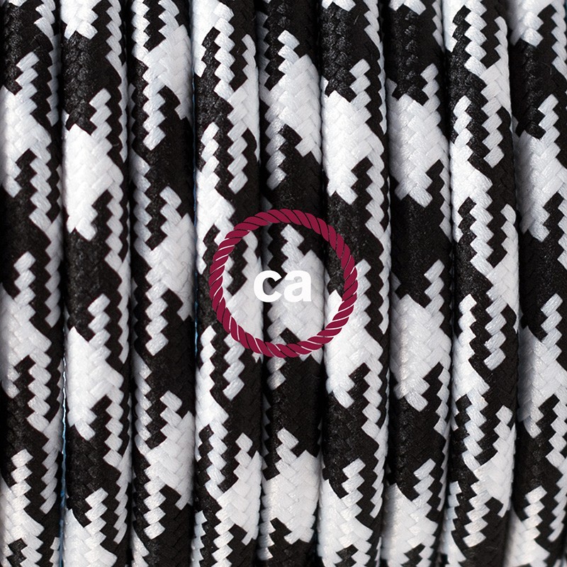 SnakeBis cableado con portalámpara cable textil Bicolor Negro RP04