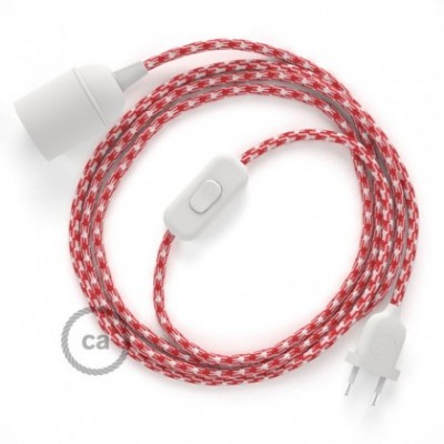SnakeBis cableado con portalámpara cable textil Bicolor Rojo RP09